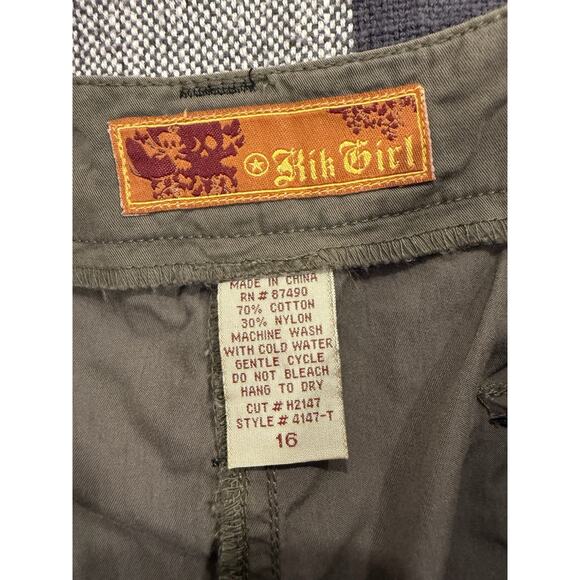 Vintage KIK GIRL Khaki Green Cargo Skirt Size 16 Rave Raver Midi Length Skater - Picture 8 of 11